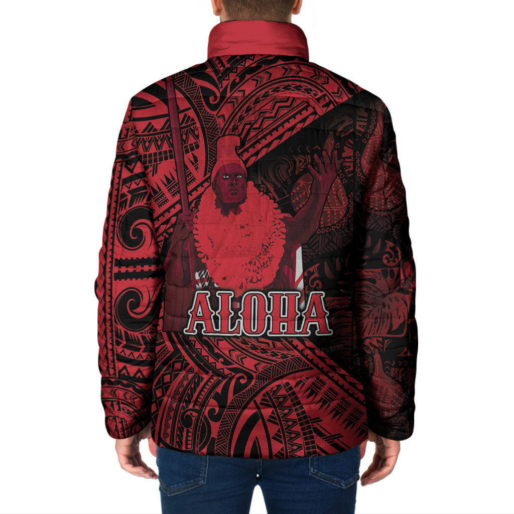 Hawaii King Kamehameha Padded Jacket With Hawaiian Ipu Motifs Red Version LT05 - Polynesian Pride