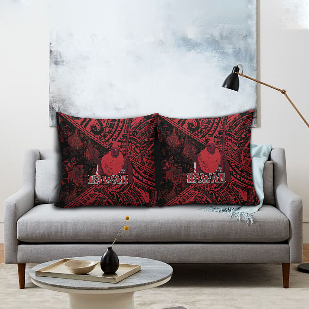 Hawaii King Kamehameha Pillow Cover With Hawaiian Ipu Motifs Red Version LT05 - Polynesian Pride