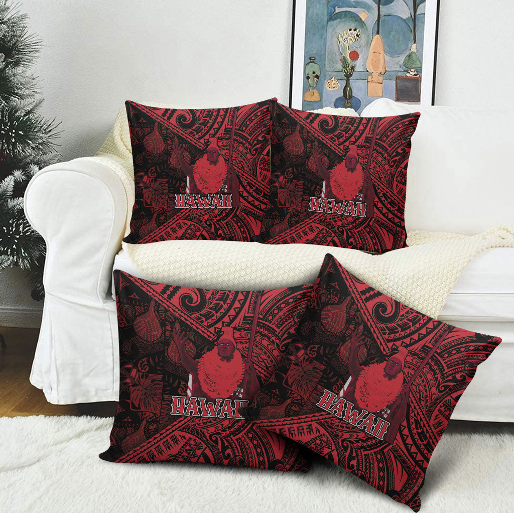 Hawaii King Kamehameha Pillow Cover With Hawaiian Ipu Motifs Red Version LT05 - Polynesian Pride
