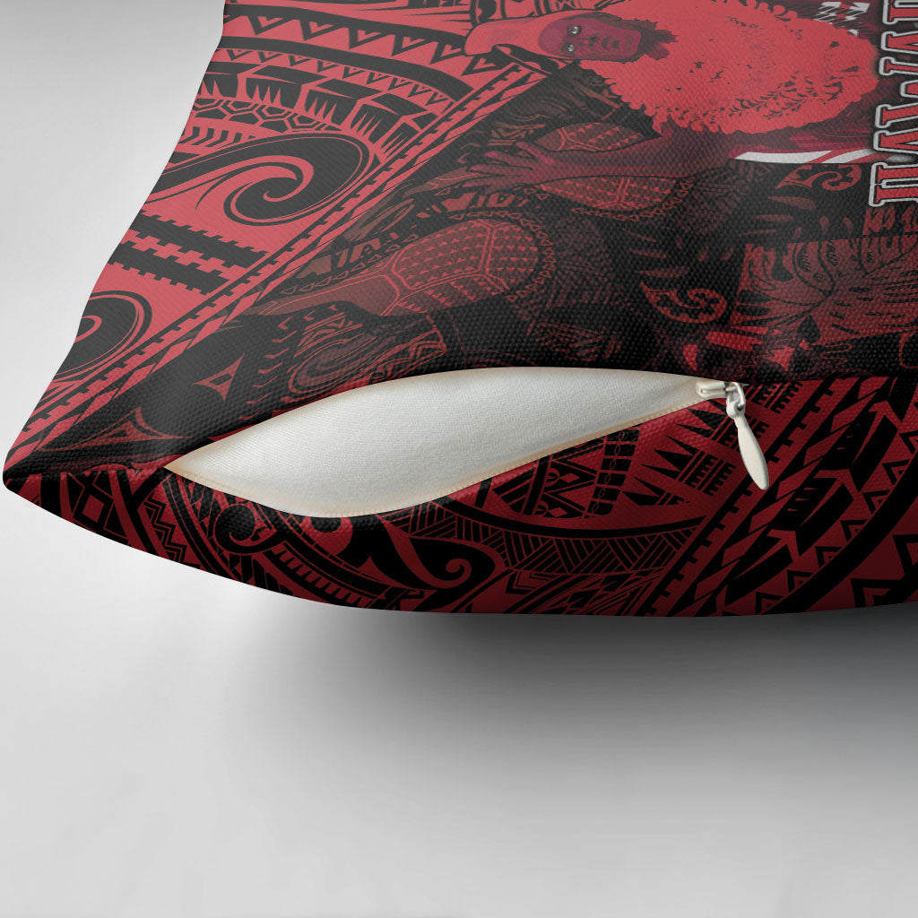 Hawaii King Kamehameha Pillow Cover With Hawaiian Ipu Motifs Red Version LT05 - Polynesian Pride