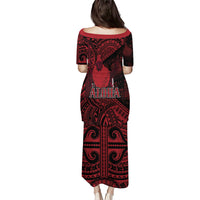 Hawaii King Kamehameha Puletasi With Hawaiian Ipu Motifs Red Version