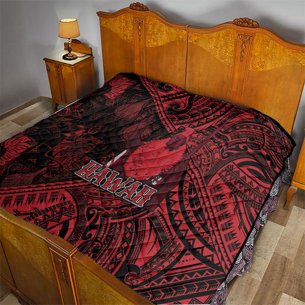 Hawaii King Kamehameha Quilt With Hawaiian Ipu Motifs Red Version LT05 - Polynesian Pride