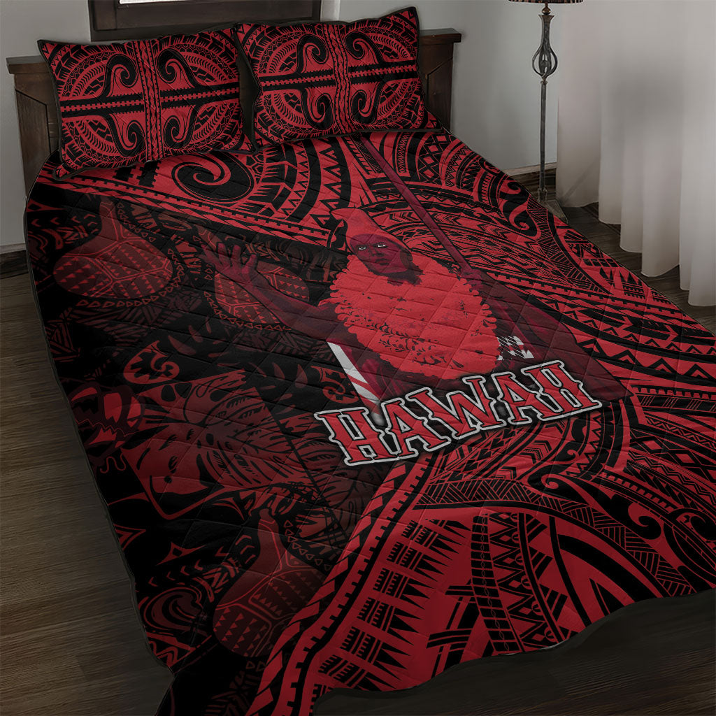 Hawaii King Kamehameha Quilt Bed Set With Hawaiian Ipu Motifs Red Version LT05 Red - Polynesian Pride