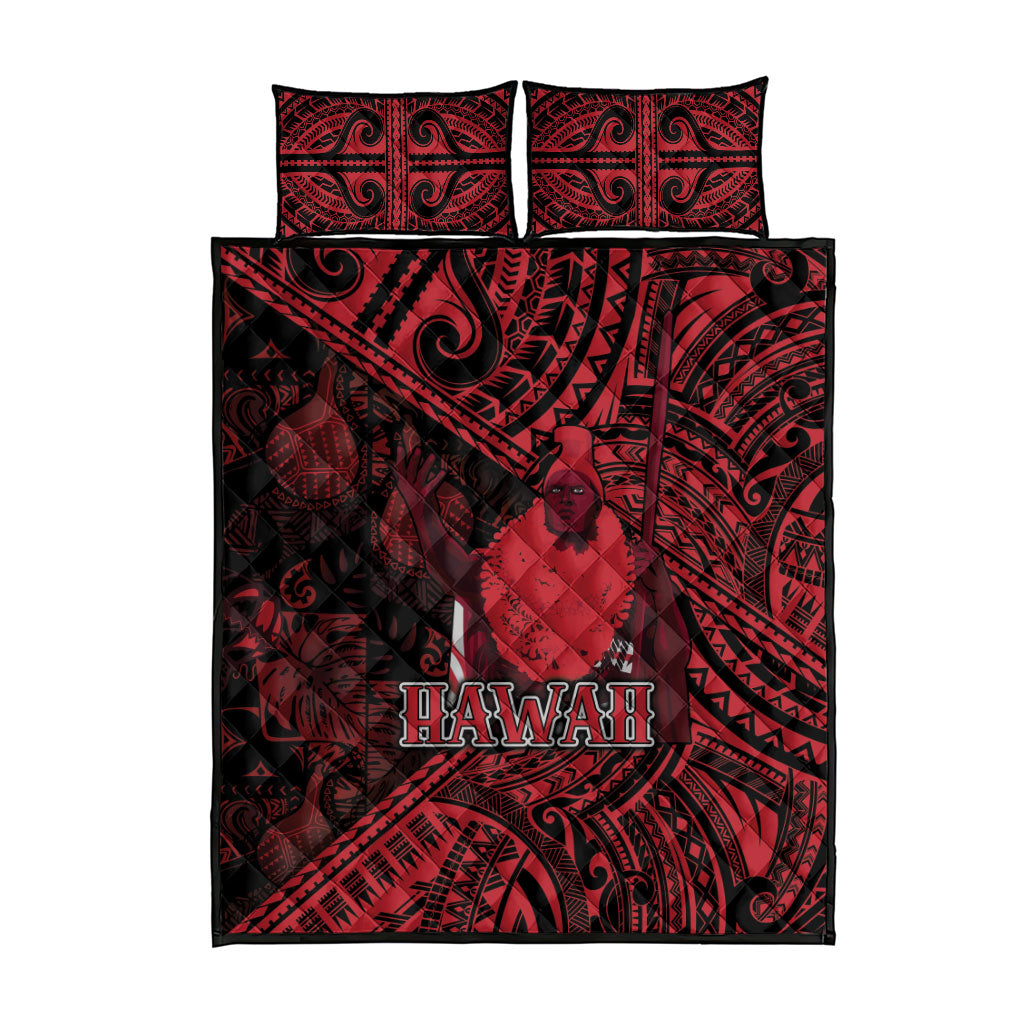 Hawaii King Kamehameha Quilt Bed Set With Hawaiian Ipu Motifs Red Version LT05 - Polynesian Pride