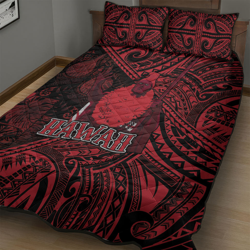 Hawaii King Kamehameha Quilt Bed Set With Hawaiian Ipu Motifs Red Version LT05 - Polynesian Pride