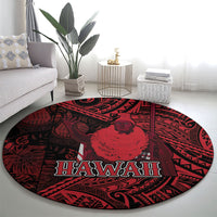 Hawaii King Kamehameha Round Carpet With Hawaiian Ipu Motifs Red Version LT05 - Polynesian Pride