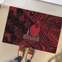 Hawaii King Kamehameha Rubber Doormat With Hawaiian Ipu Motifs Red Version LT05 - Polynesian Pride