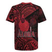 Hawaii King Kamehameha Rugby Jersey With Hawaiian Ipu Motifs Red Version LT05 - Polynesian Pride