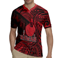Hawaii King Kamehameha Rugby Jersey With Hawaiian Ipu Motifs Red Version LT05 - Polynesian Pride