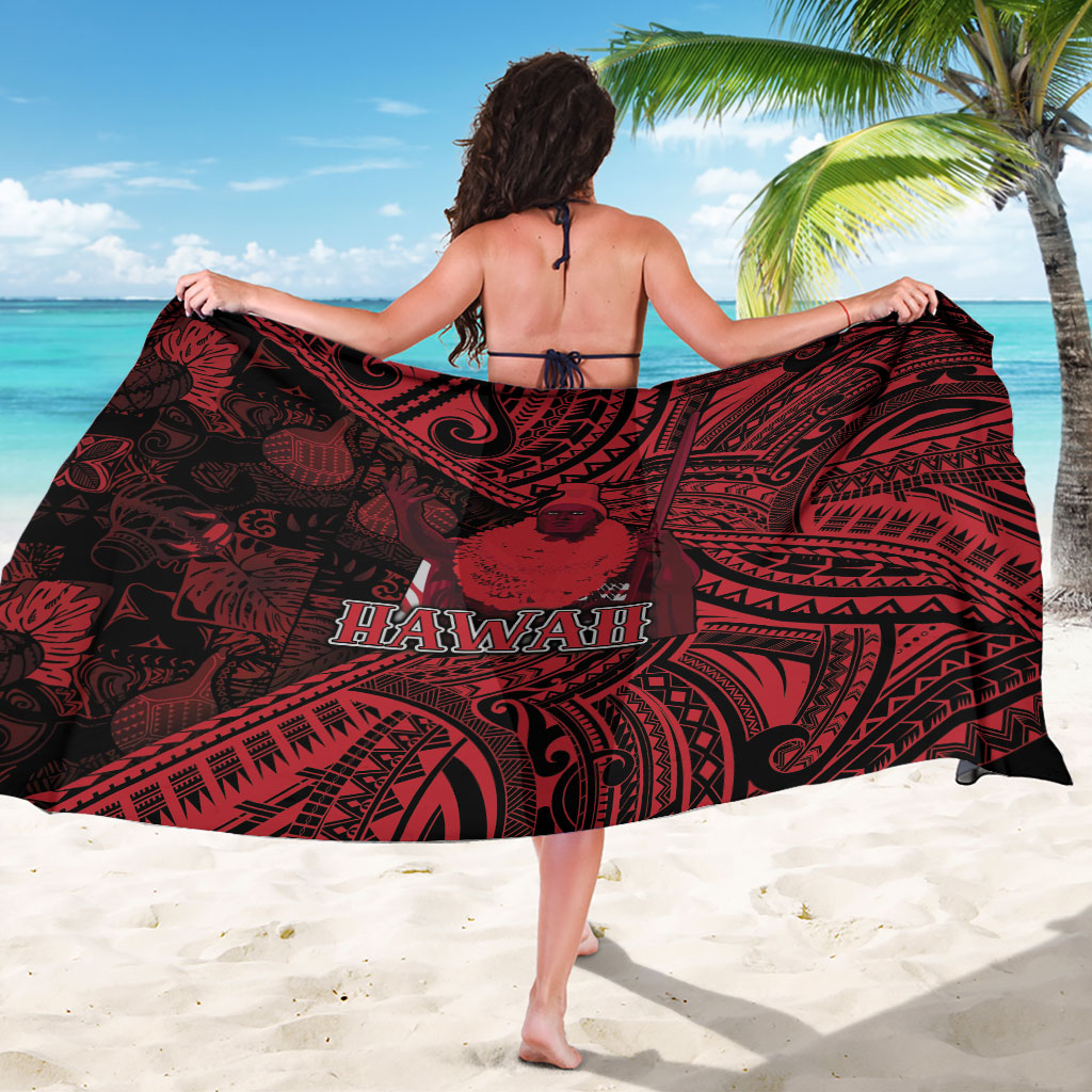 Hawaii King Kamehameha Sarong With Hawaiian Ipu Motifs Red Version LT05 - Polynesian Pride