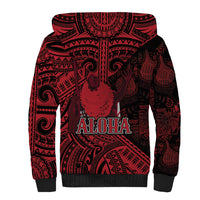 Hawaii King Kamehameha Sherpa Hoodie With Hawaiian Ipu Motifs Red Version LT05 - Polynesian Pride