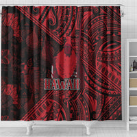 Hawaii King Kamehameha Shower Curtain With Hawaiian Ipu Motifs Red Version LT05 - Polynesian Pride