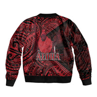 Hawaii King Kamehameha Sleeve Zip Bomber Jacket With Hawaiian Ipu Motifs Red Version LT05 - Polynesian Pride