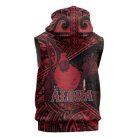 Hawaii King Kamehameha Sleeveless Hoodie With Hawaiian Ipu Motifs Red Version LT05 - Polynesian Pride