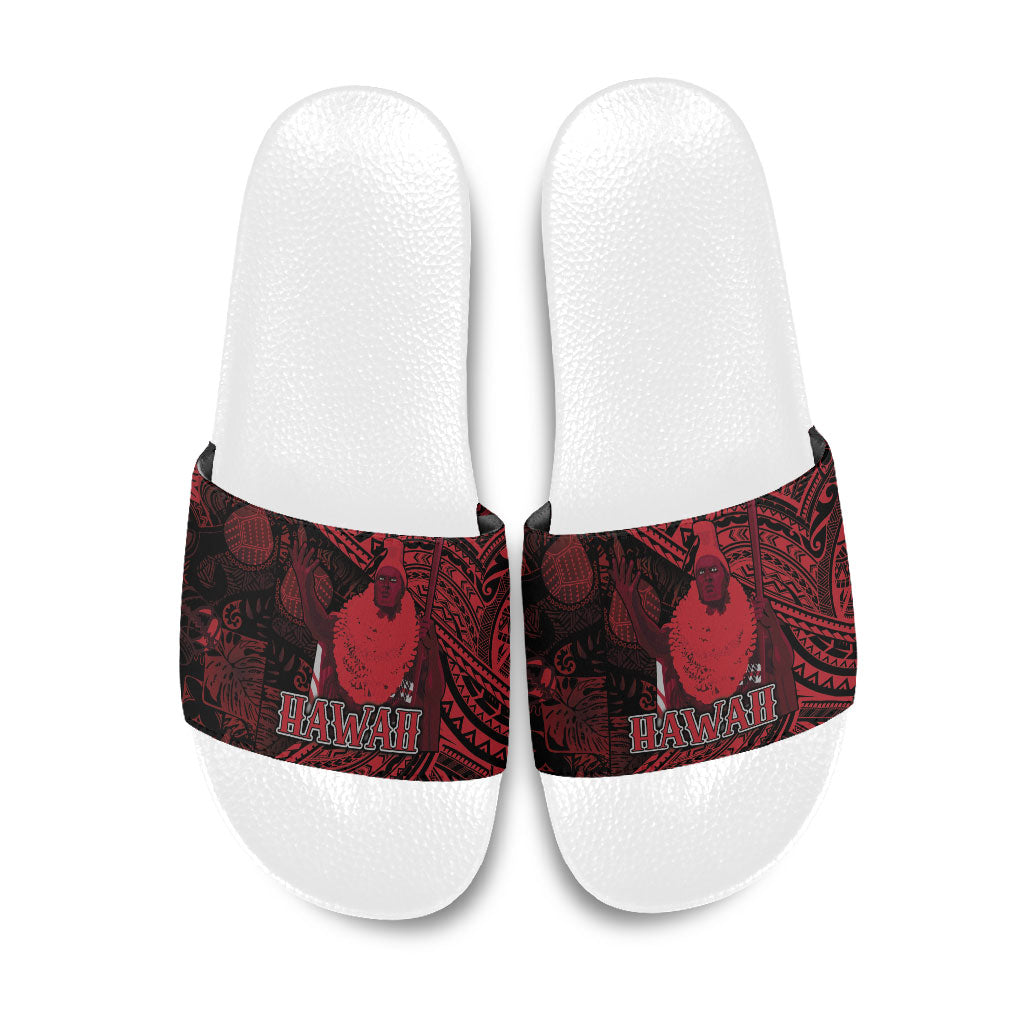 Hawaii King Kamehameha Slide Sandals With Hawaiian Ipu Motifs Red Version LT05 Red - Polynesian Pride