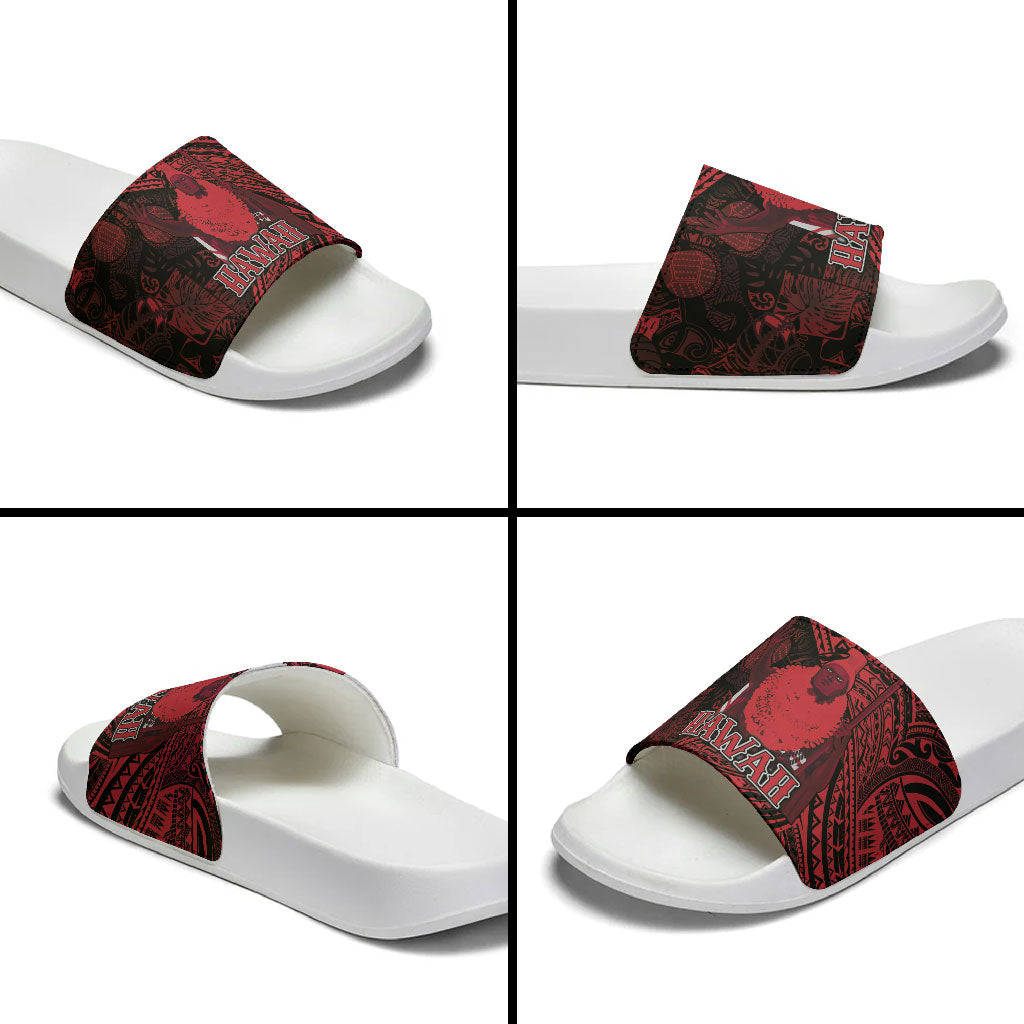 Hawaii King Kamehameha Slide Sandals With Hawaiian Ipu Motifs Red Version LT05 - Polynesian Pride