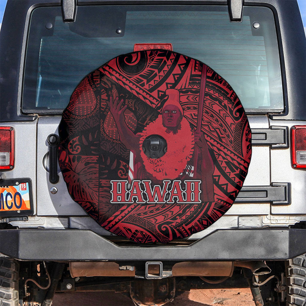 Hawaii King Kamehameha Spare Tire Cover With Hawaiian Ipu Motifs Red Version LT05 Red - Polynesian Pride
