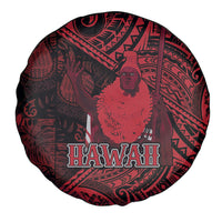Hawaii King Kamehameha Spare Tire Cover With Hawaiian Ipu Motifs Red Version LT05 - Polynesian Pride