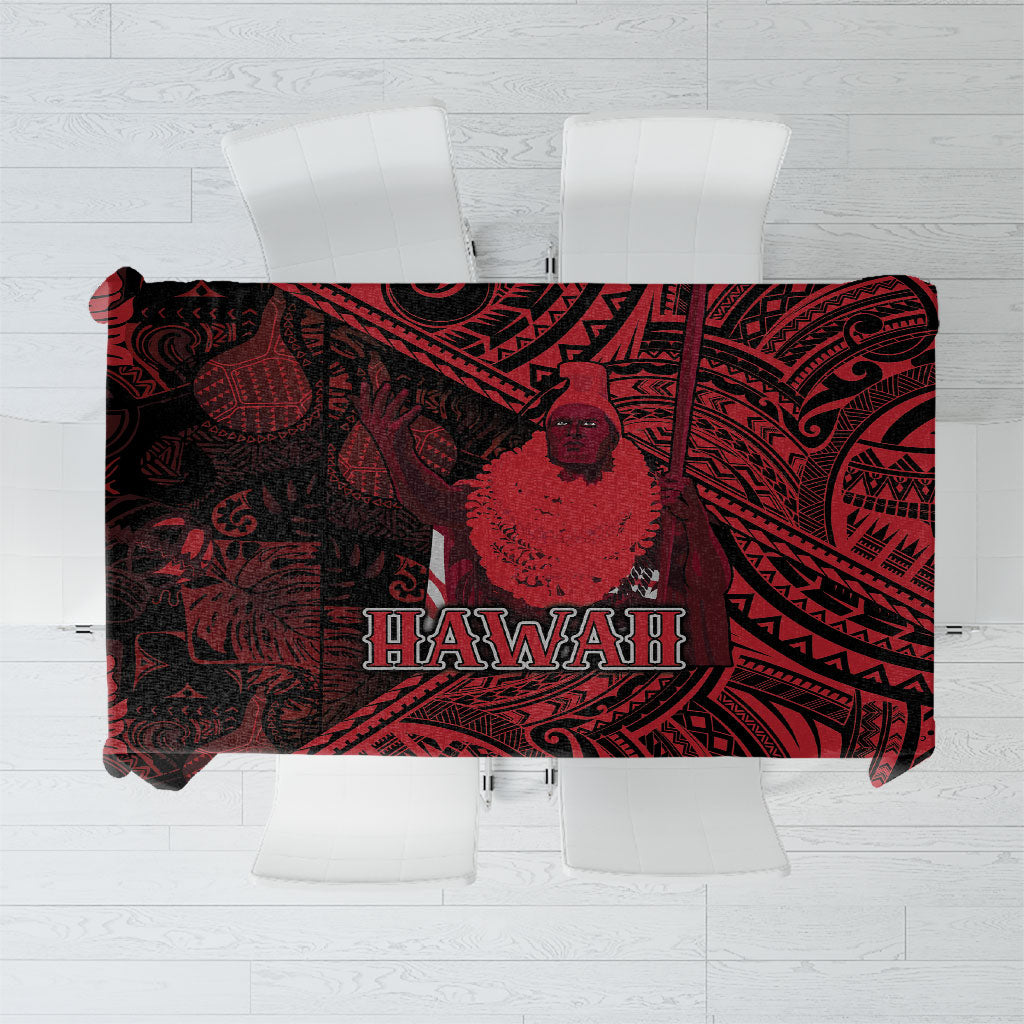 Hawaii King Kamehameha Tablecloth With Hawaiian Ipu Motifs Red Version LT05 Red - Polynesian Pride