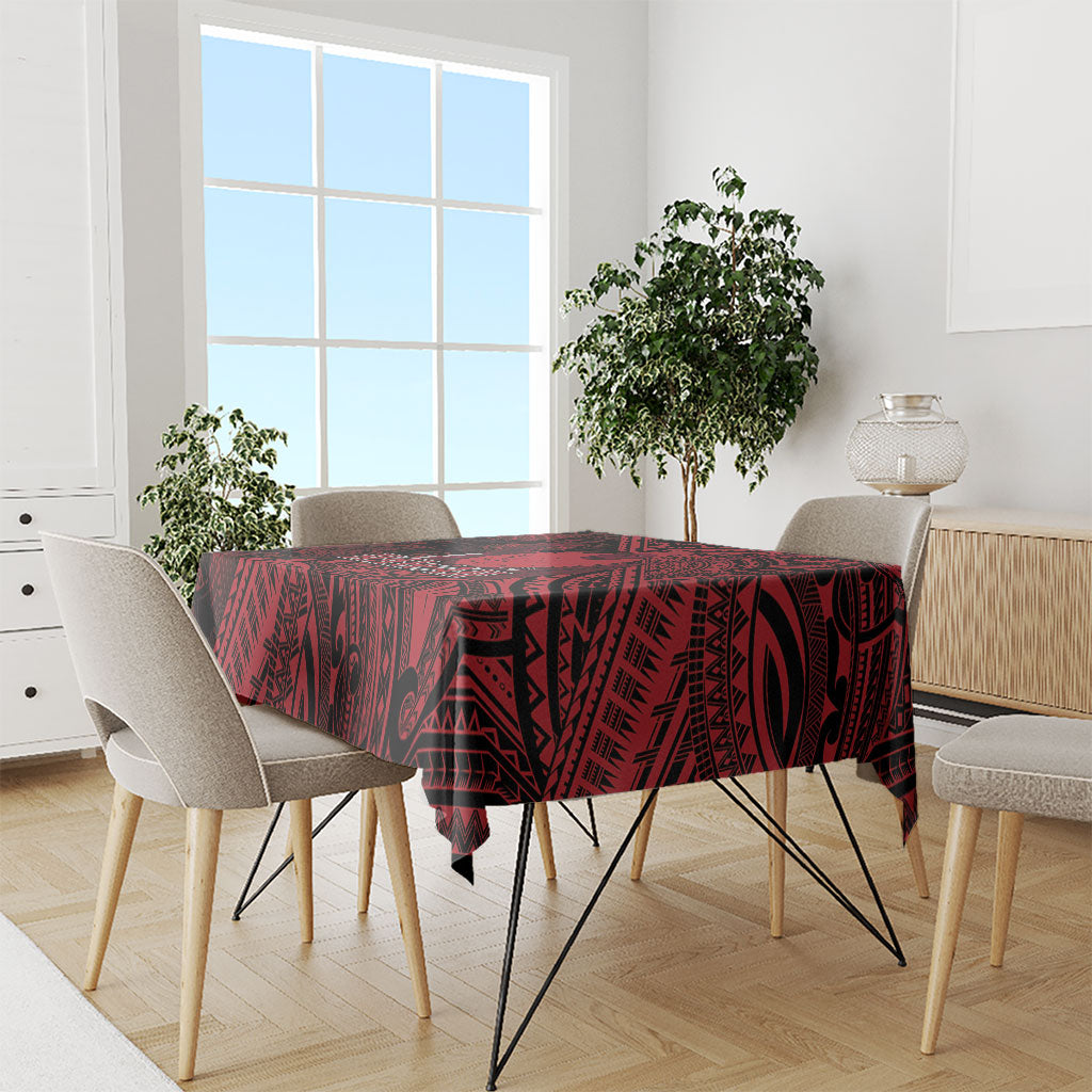 Hawaii King Kamehameha Tablecloth With Hawaiian Ipu Motifs Red Version LT05 - Polynesian Pride