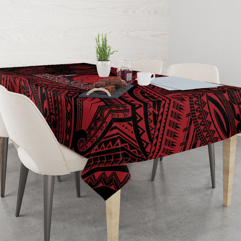 Hawaii King Kamehameha Tablecloth With Hawaiian Ipu Motifs Red Version LT05 - Polynesian Pride