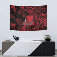 Hawaii King Kamehameha Tapestry With Hawaiian Ipu Motifs Red Version LT05 - Polynesian Pride