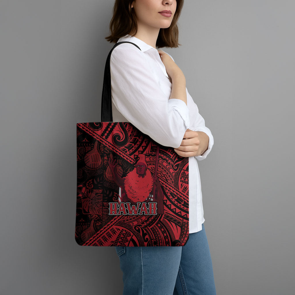 Hawaii King Kamehameha Tote Bag With Hawaiian Ipu Motifs Red Version LT05 - Polynesian Pride