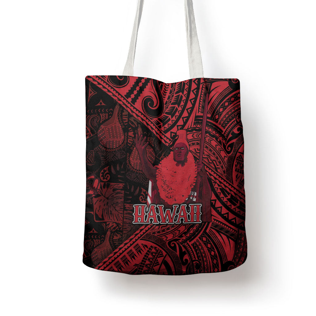 Hawaii King Kamehameha Tote Bag With Hawaiian Ipu Motifs Red Version LT05 - Polynesian Pride