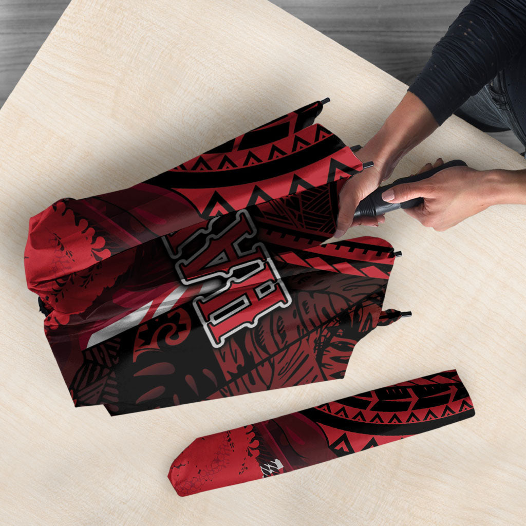 Hawaii King Kamehameha Umbrella With Hawaiian Ipu Motifs Red Version LT05 - Polynesian Pride
