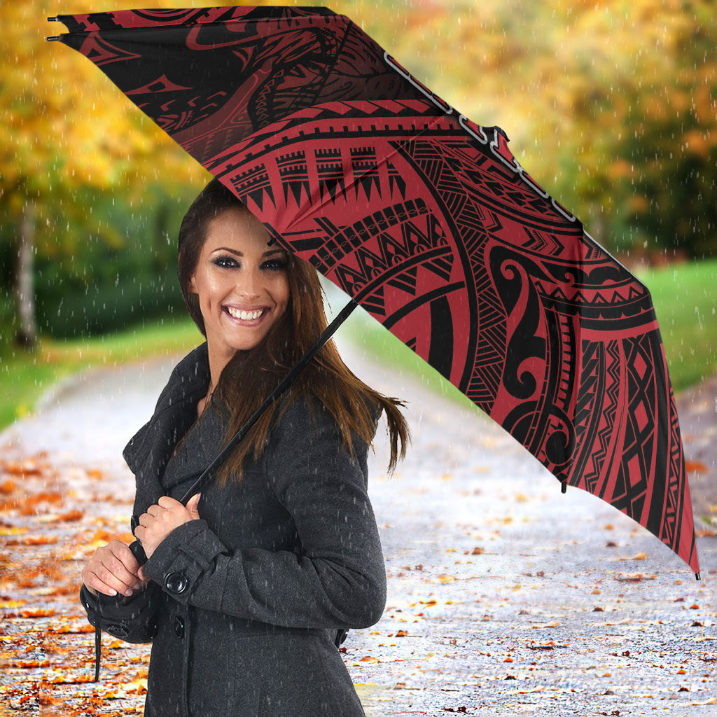 Hawaii King Kamehameha Umbrella With Hawaiian Ipu Motifs Red Version LT05 - Polynesian Pride