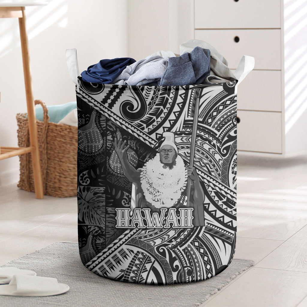 Hawaii King Kamehameha Laundry Basket With Hawaiian Ipu Motifs Black Version LT05 Black - Polynesian Pride