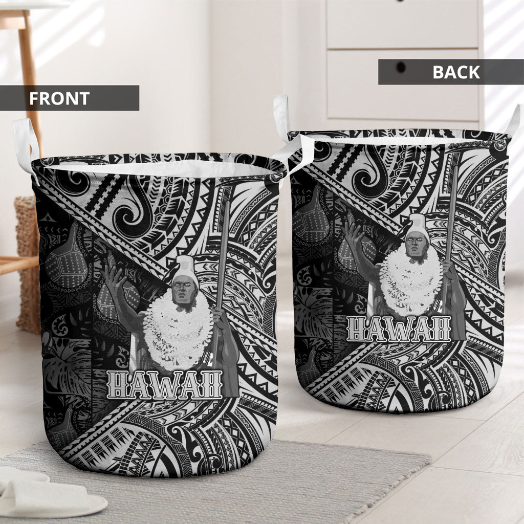 Hawaii King Kamehameha Laundry Basket With Hawaiian Ipu Motifs Black Version LT05 - Polynesian Pride