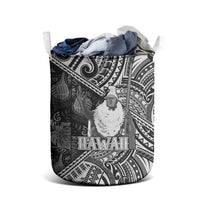 Hawaii King Kamehameha Laundry Basket With Hawaiian Ipu Motifs Black Version LT05 - Polynesian Pride