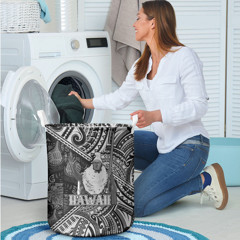 Hawaii King Kamehameha Laundry Basket With Hawaiian Ipu Motifs Black Version LT05 - Polynesian Pride