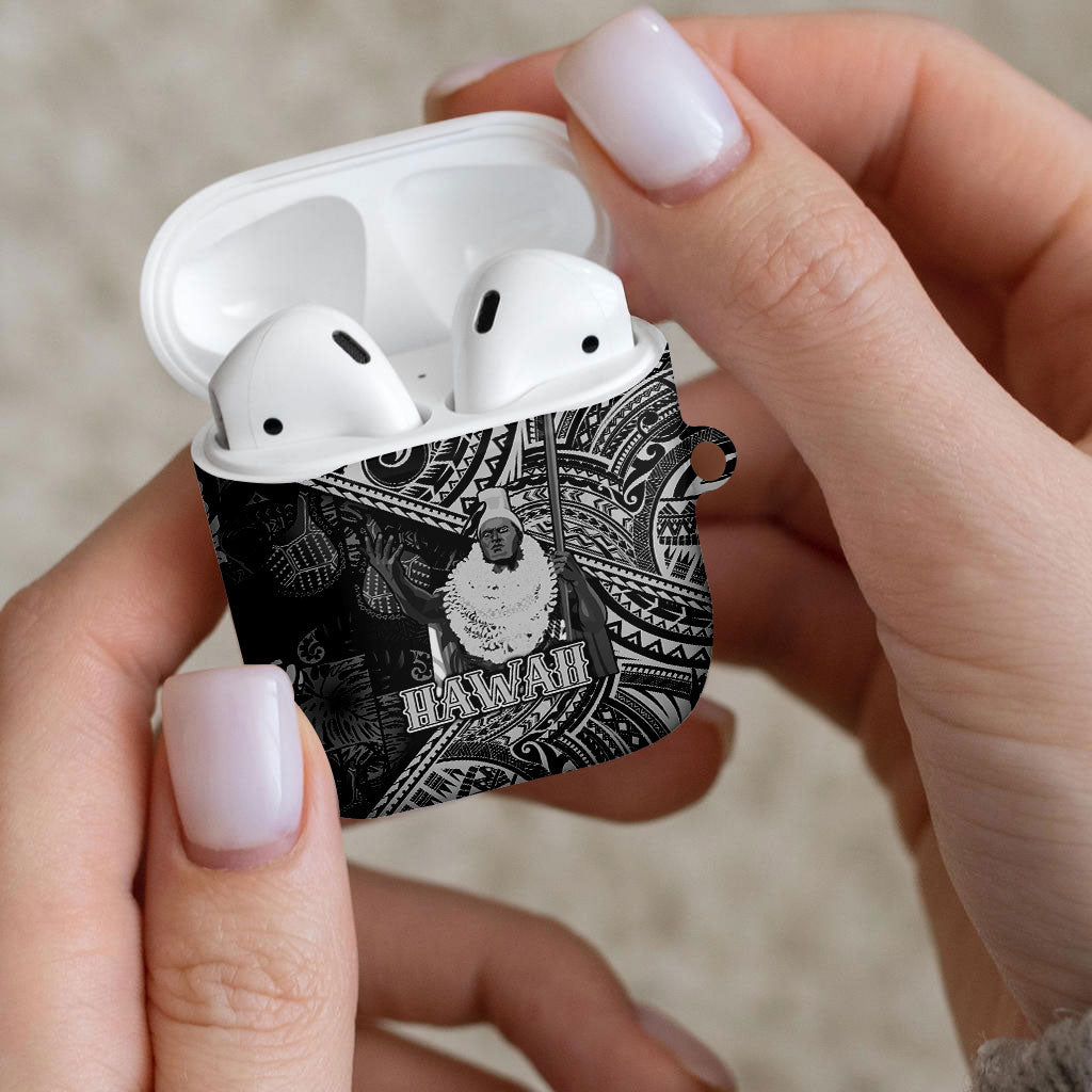 Hawaii King Kamehameha AirPods Case With Hawaiian Ipu Motifs Black Version LT05 - Polynesian Pride