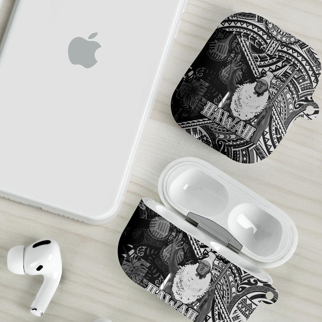 Hawaii King Kamehameha AirPods Case With Hawaiian Ipu Motifs Black Version LT05 - Polynesian Pride