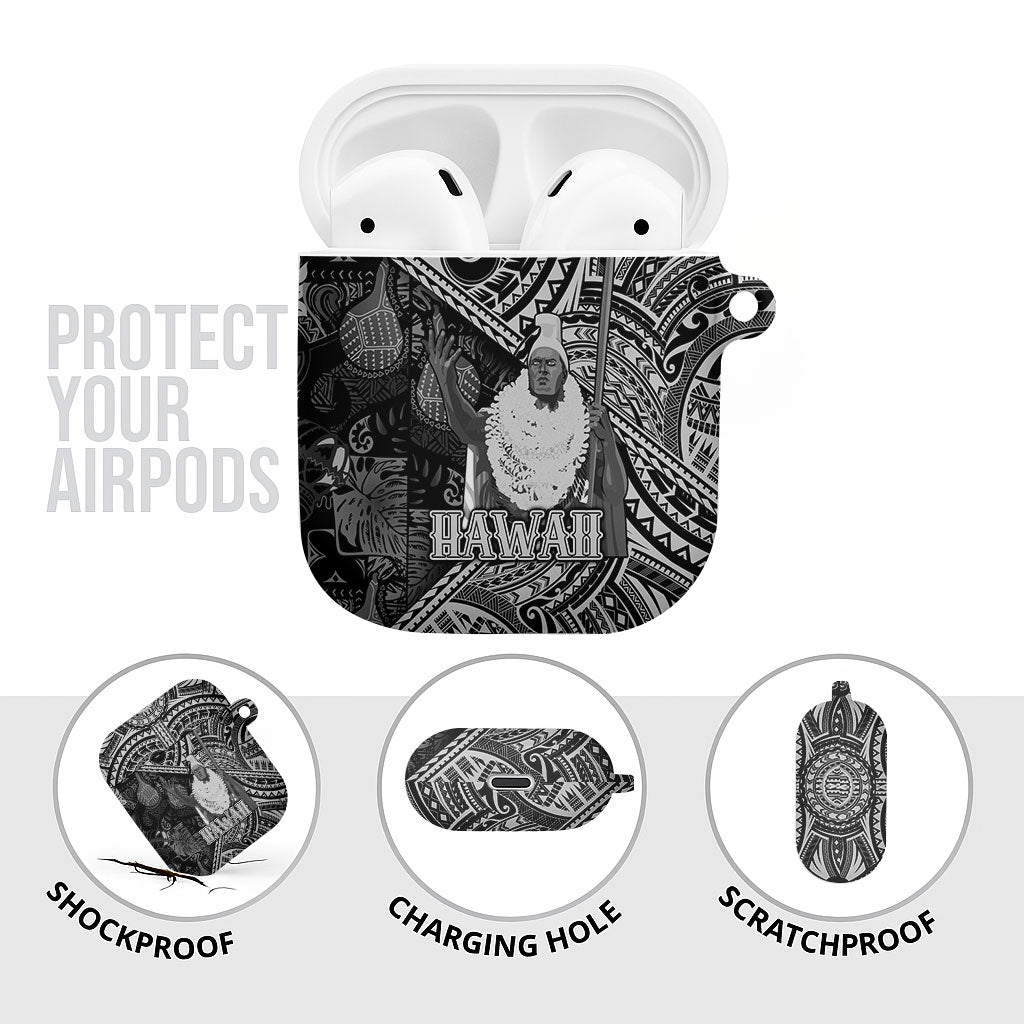 Hawaii King Kamehameha AirPods Case With Hawaiian Ipu Motifs Black Version LT05 - Polynesian Pride