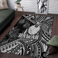 Hawaii King Kamehameha Area Rug With Hawaiian Ipu Motifs Black Version