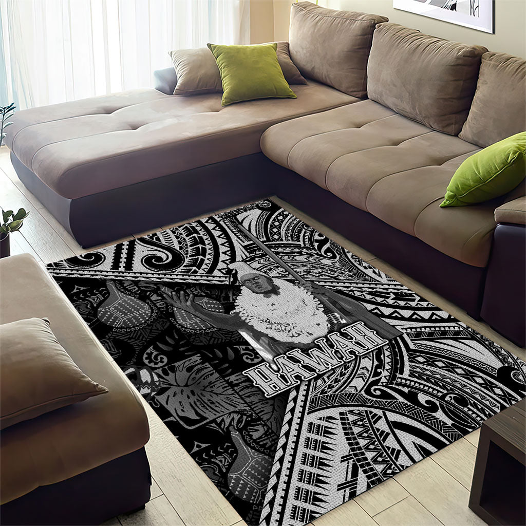 Hawaii King Kamehameha Area Rug With Hawaiian Ipu Motifs Black Version