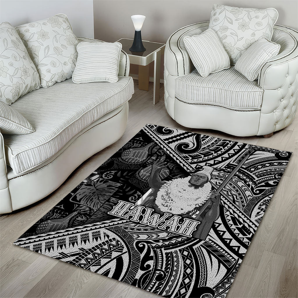 Hawaii King Kamehameha Area Rug With Hawaiian Ipu Motifs Black Version