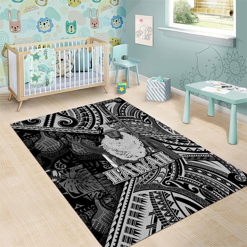 Hawaii King Kamehameha Area Rug With Hawaiian Ipu Motifs Black Version