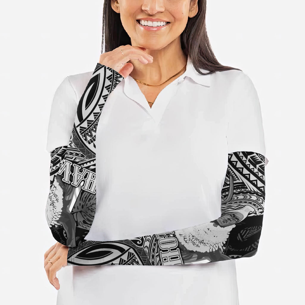 Hawaii King Kamehameha Arm Sleeves With Hawaiian Ipu Motifs Black Version LT05 - Polynesian Pride