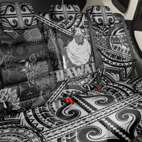 Hawaii King Kamehameha Back Car Seat Cover With Hawaiian Ipu Motifs Black Version LT05 - Polynesian Pride