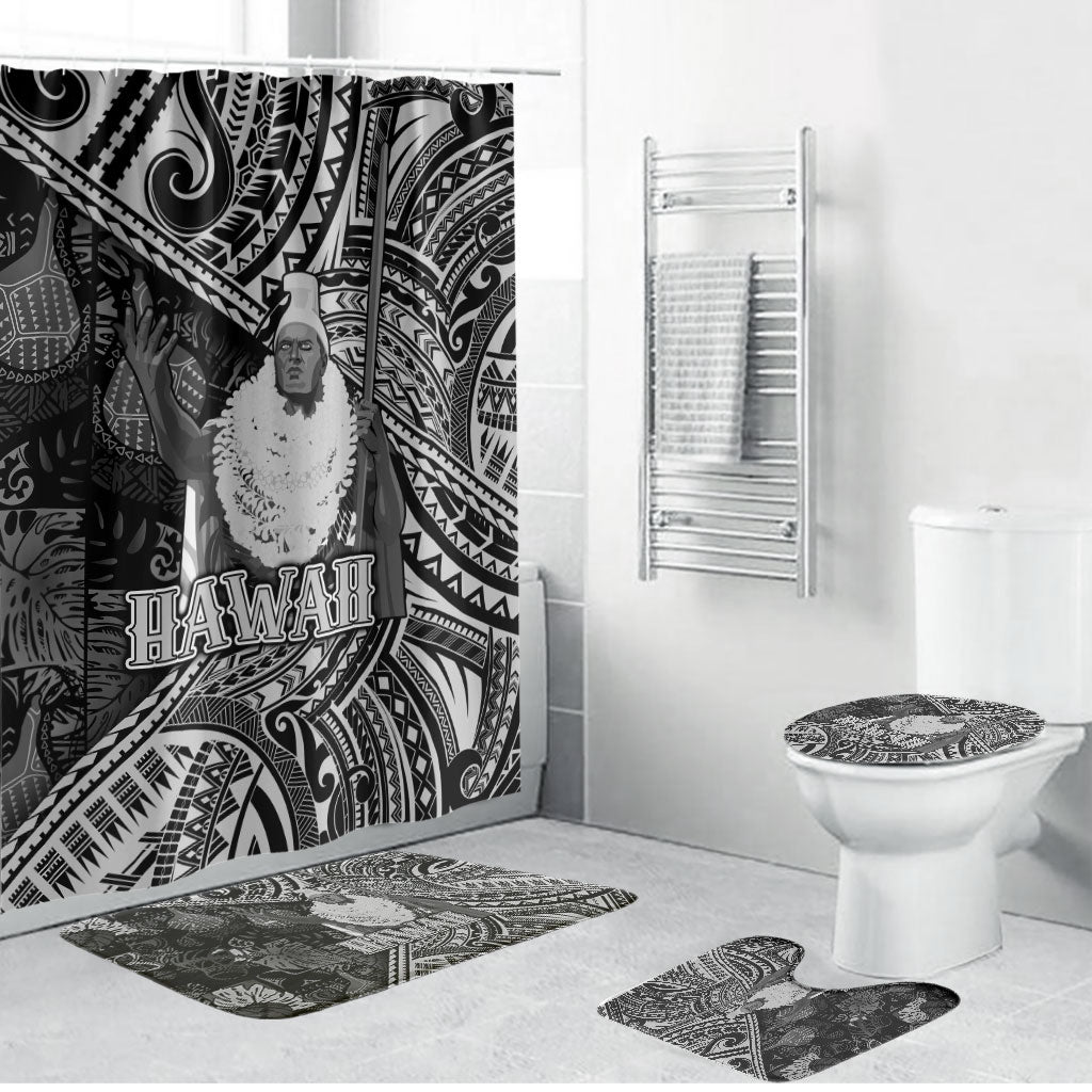 Hawaii King Kamehameha Bathroom Set With Hawaiian Ipu Motifs Black Version LT05 Bathroom Set (4 pcs) Black - Polynesian Pride