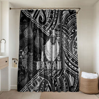 Hawaii King Kamehameha Bathroom Set With Hawaiian Ipu Motifs Black Version LT05 Shower Curtain Only Black - Polynesian Pride