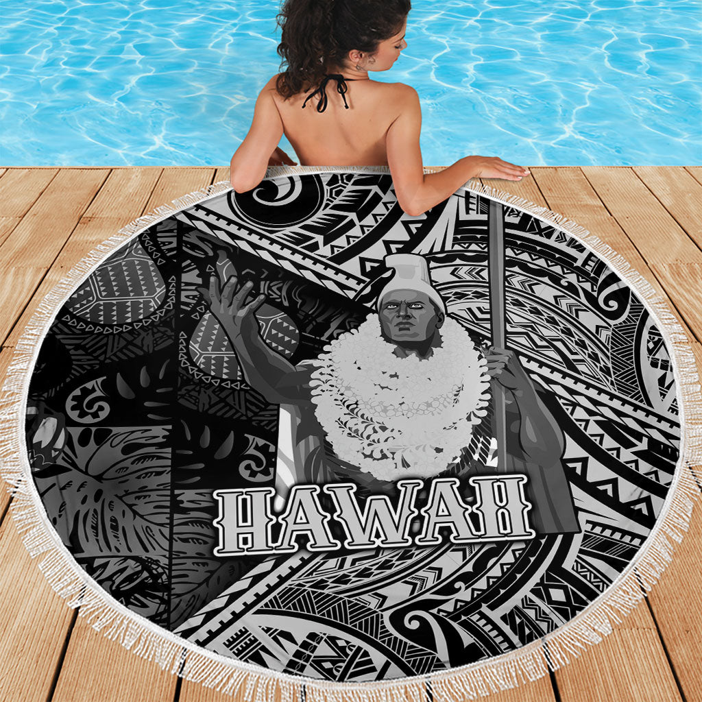 Hawaii King Kamehameha Beach Blanket With Hawaiian Ipu Motifs Black Version LT05 - Polynesian Pride