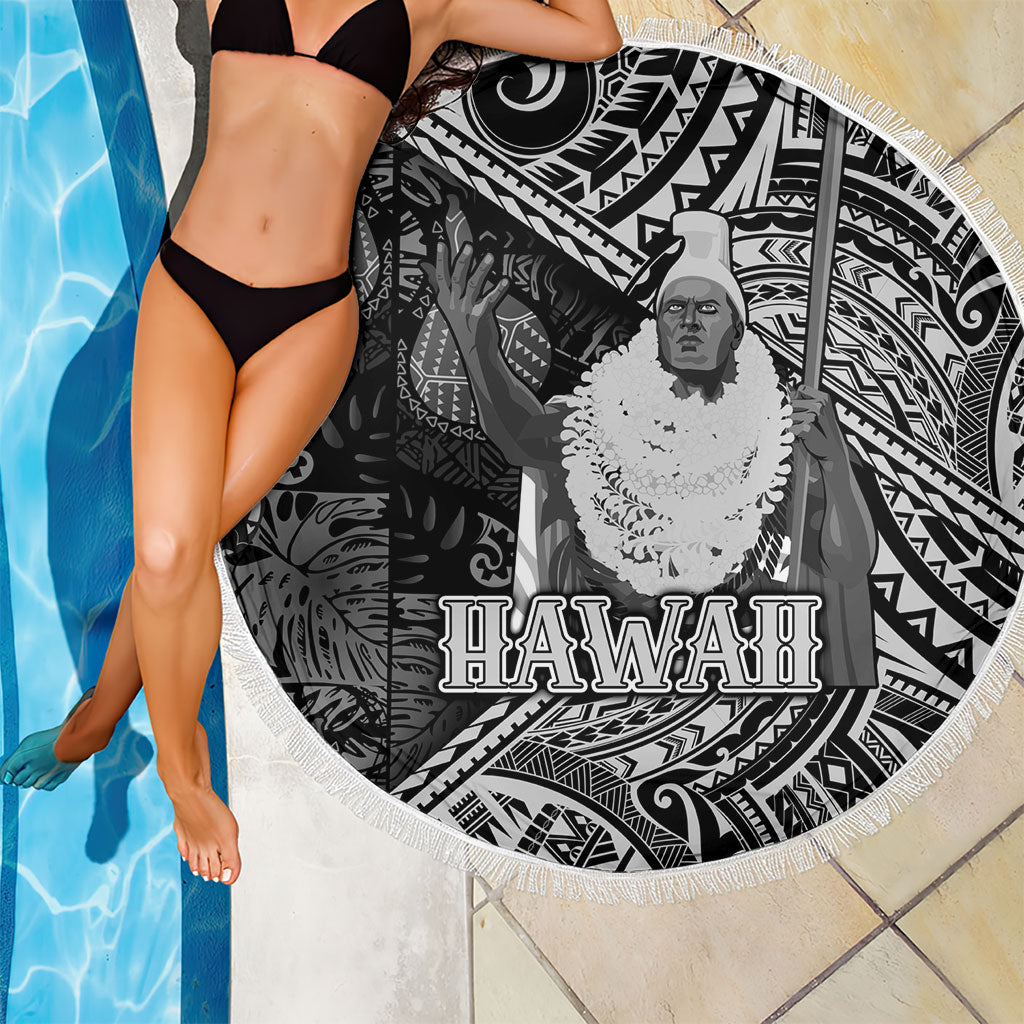 Hawaii King Kamehameha Beach Blanket With Hawaiian Ipu Motifs Black Version LT05 - Polynesian Pride