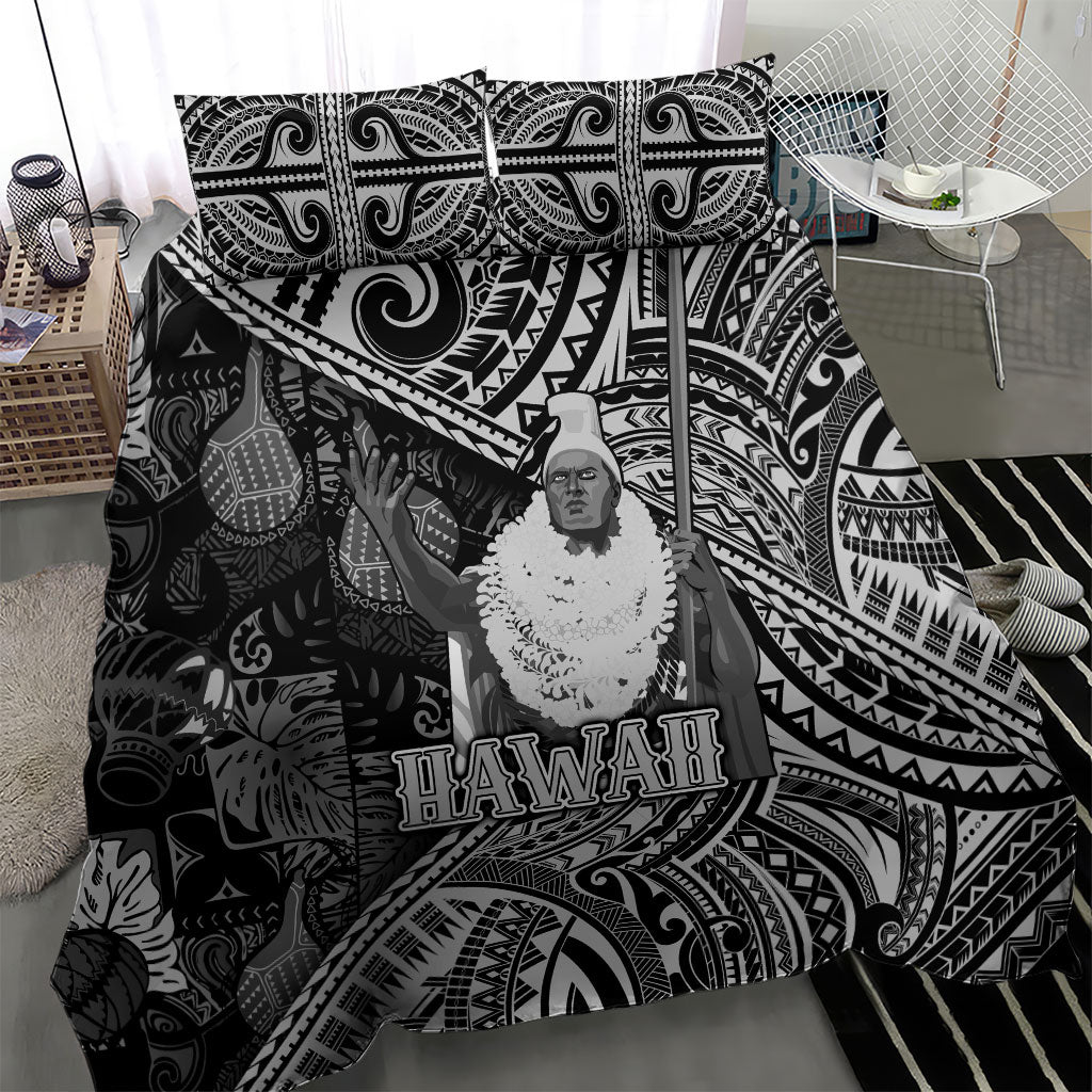 Hawaii King Kamehameha Bedding Set With Hawaiian Ipu Motifs Black Version LT05 - Polynesian Pride