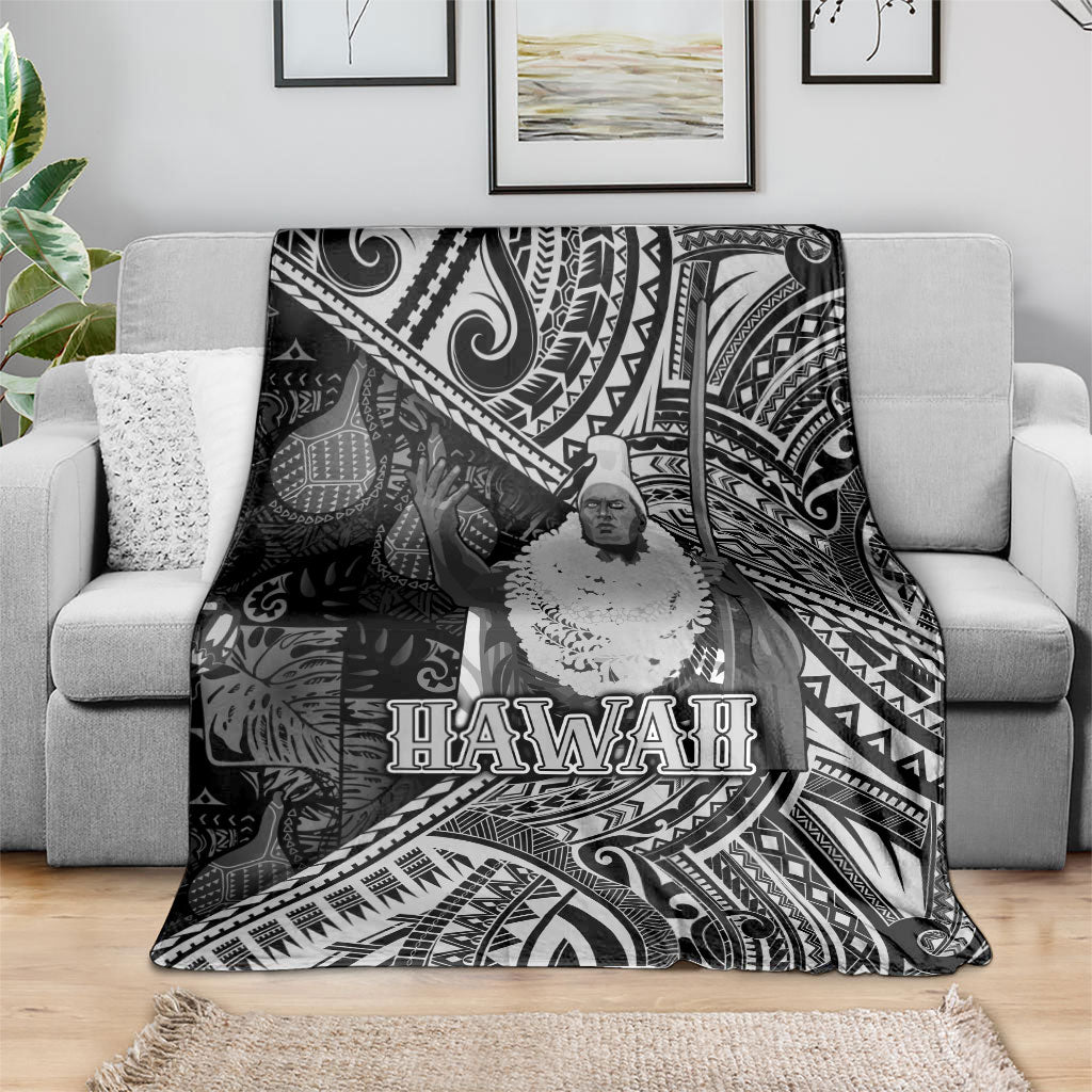 Hawaii King Kamehameha Blanket With Hawaiian Ipu Motifs Black Version LT05 - Polynesian Pride