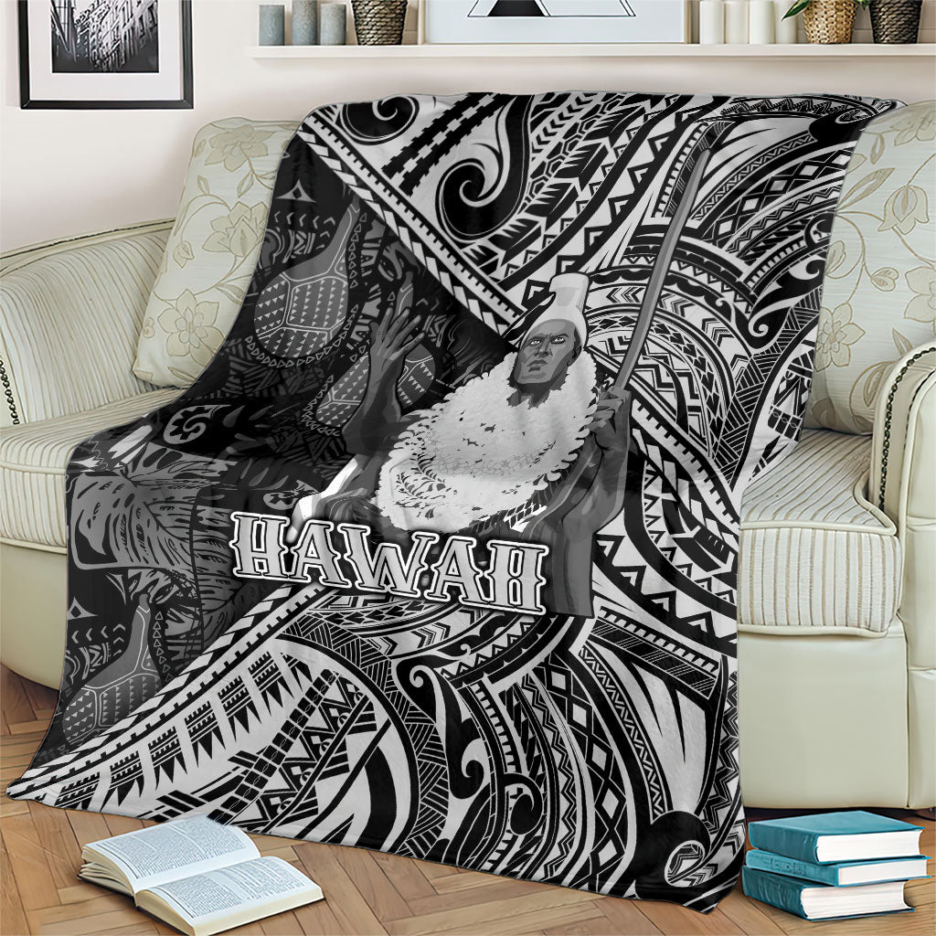 Hawaii King Kamehameha Blanket With Hawaiian Ipu Motifs Black Version LT05 - Polynesian Pride